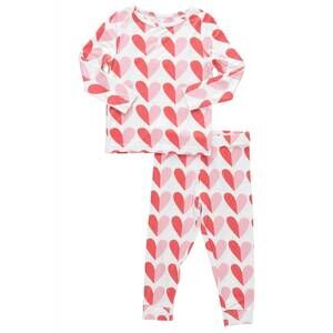 NEW PINK CHICKEN girls' bamboo pajama set in pink half hearts